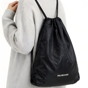 Authentic Balenciaga Black Nylon Drawstring Dust Bag / Shoe Storage Pouch NWOT